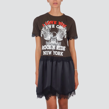 Carica l'immagine nel visualizzatore di Gallery, Tensione in abito t-shirt stampa gonna satin pizzo Art 37778