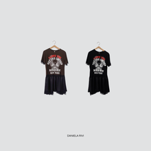 Carica l'immagine nel visualizzatore di Gallery, Tensione in abito t-shirt stampa gonna satin pizzo Art 37778