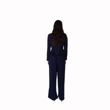 Carica l'immagine nel visualizzatore di Gallery, Tensione in completo crepe giacca sfiancata più pantalone palazzo elastico retro Art 26C4524