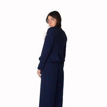 Carica l'immagine nel visualizzatore di Gallery, Tensione in completo crepe giacca sfiancata più pantalone palazzo elastico retro Art 26C4524