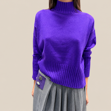 Carica l'immagine nel visualizzatore di Gallery, Tensione in maglia over collo alto 100% lana Art WL7013AI26
