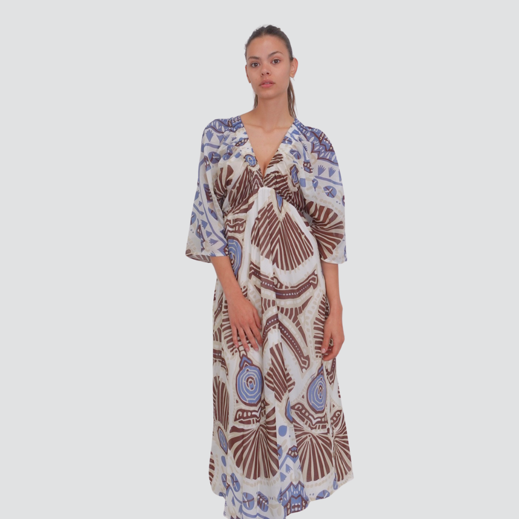 Haveone abito lungo mussola scollatura 100% cotone Art AWG-N151