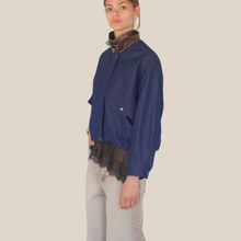 Carica l'immagine nel visualizzatore di Gallery, Vicolo bomber denim colletto ecopelle 100% cotone Art TAB0078
