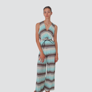 Tensione in tuta fantasia filo lurex con cinturina 48% cotone Art S25UG56