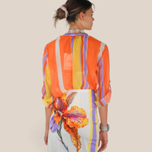 Carica l'immagine nel visualizzatore di Gallery, Haveone camicia over rigata arancio giallo 85% lyocell Art CVS-Q504
