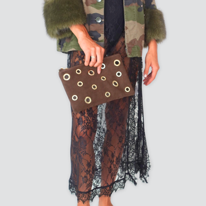 Susy mix pochette con borchie vera pelle con tracolla Art HUGIS