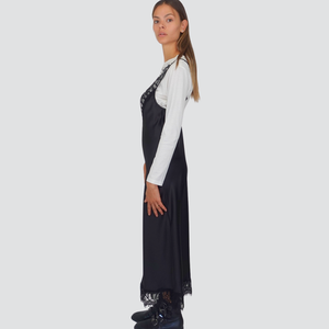 Tensione in abito t-shirt manica lunga con abito satin con pizzo Art 37642