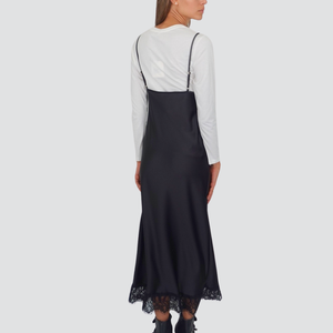 Tensione in abito t-shirt manica lunga con abito satin con pizzo Art 37642