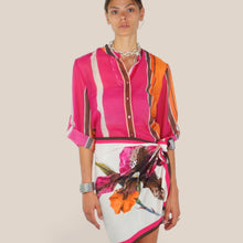 Carica l'immagine nel visualizzatore di Gallery, Haveone camicia over rigata moro fucsia 85% lyocell Art CVS-Q504
