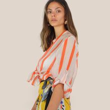 Carica l'immagine nel visualizzatore di Gallery, Haveone camicia over rigata 85% lyocell Art CVS-Q465
