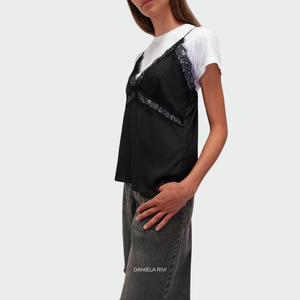 Haveone t-shirt  con top pizzo Art TMA-M026