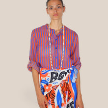 Carica l'immagine nel visualizzatore di Gallery, Haveone camicia over rigata royal arancio 85% lyocell Art CVS-Q423
