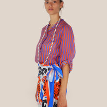 Carica l'immagine nel visualizzatore di Gallery, Haveone camicia over rigata royal arancio 85% lyocell Art CVS-Q423
