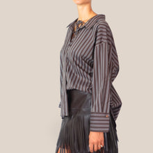 Carica l'immagine nel visualizzatore di Gallery, Vicolo camicia over gessata con bralette 70% cotone Art TAC1203
