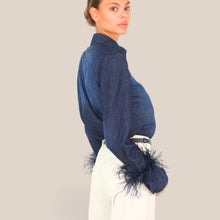 Carica l'immagine nel visualizzatore di Gallery, Tensione in camicia denim piume 100% cotone Art W26C632
