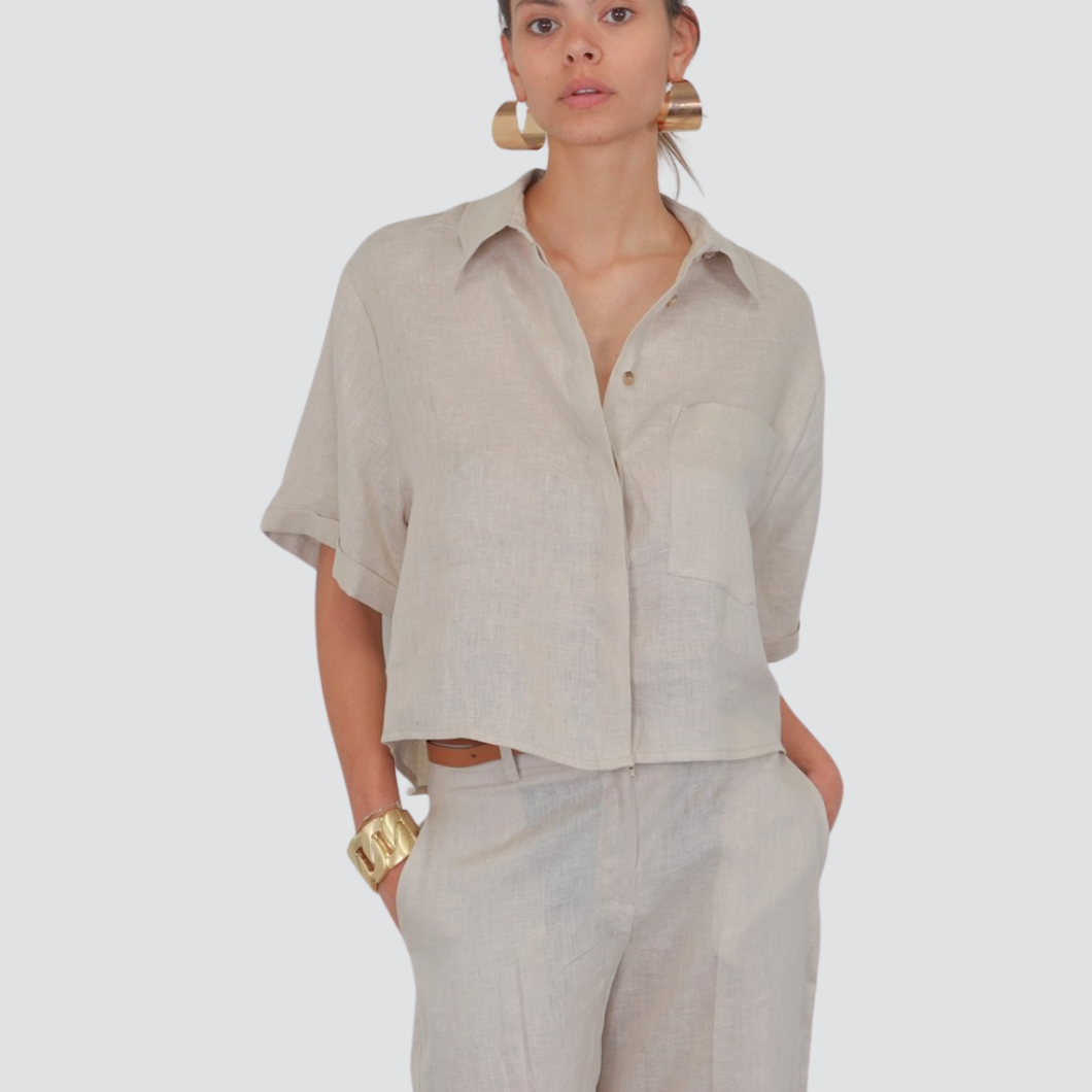 Tensione in camicia over spalla scesa 100% lino Art 25C7723