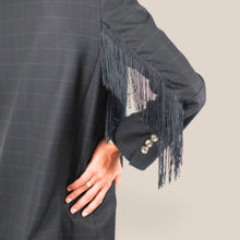 Carica l'immagine nel visualizzatore di Gallery, Vicolo blazer foderato over quadri con frange 34% viscosa Art TAC1122
