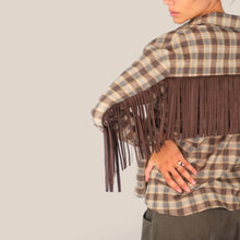 Carica l'immagine nel visualizzatore di Gallery, Vicolo camicia flanella over scozzese con frange 51% viscosa 23% cotone Art RAC0315
