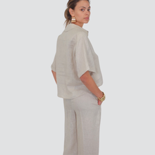 Carica l&#39;immagine nel visualizzatore di Gallery, Tensione in camicia over spalla scesa 100% lino Art 25C7723
