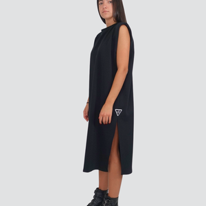 Dixie abito felpa over spallini imbottiti spacchi laterali con logo 72% cotone Art AMC3WQEU