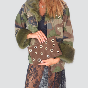 Susy mix pochette con borchie vera pelle con tracolla Art HUGIS