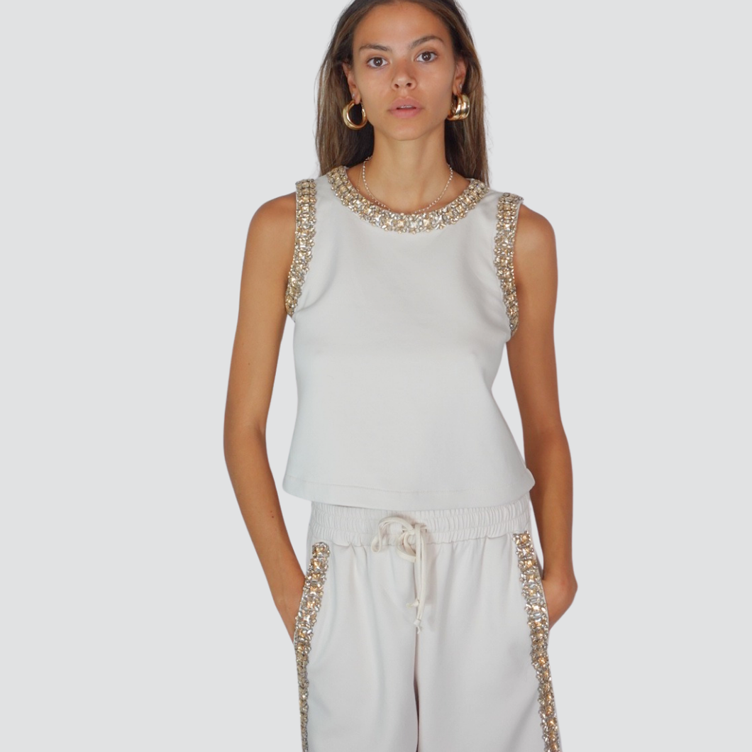 Tensione in top con applicazioni 80% cotone Art 37324
