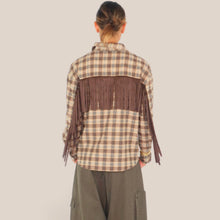 Carica l'immagine nel visualizzatore di Gallery, Vicolo camicia flanella over scozzese con frange 51% viscosa 23% cotone Art RAC0315
