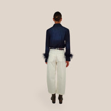 Carica l'immagine nel visualizzatore di Gallery, Tensione in pantalone gamba ampia con cintura 97% cotone Art W26P230
