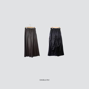 Haveone pantalone palazzo eco-pelle elastico vita e tasche Art PVS-P085