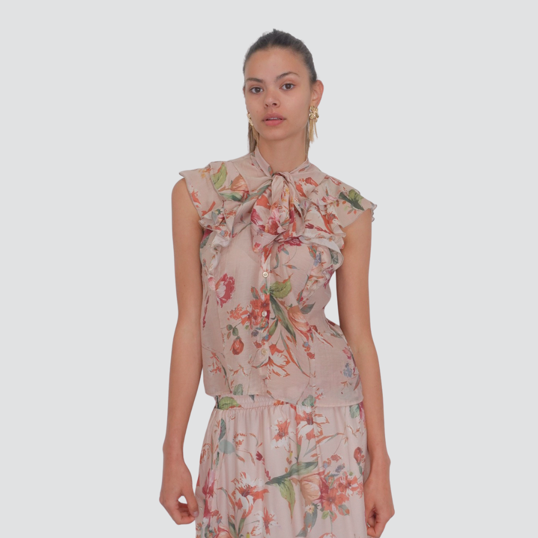 Vicolo camicia floreale con fiocco 75% lyocell Art TD2389