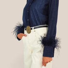 Carica l'immagine nel visualizzatore di Gallery, Tensione in pantalone gamba ampia con cintura 97% cotone Art W26P230
