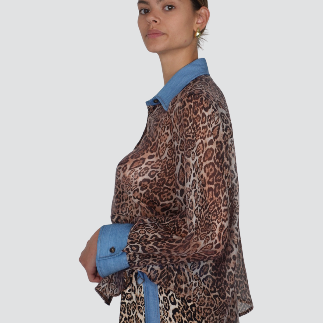 Haveone camicia over maculata con inserti 75% lyocell Art CVS-N272