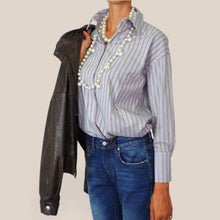 Carica l'immagine nel visualizzatore di Gallery, Haveone camicia over riga moro 100% cotone Art CNO-R034
