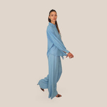Carica l'immagine nel visualizzatore di Gallery, Tensione in pantalone palazzo elastico vita 100% tencel leggero Art PE260188 ( camicia PE260153 )
