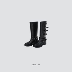 Ovyè stivale biker vera pelle tacco 5 cm Art 7176
