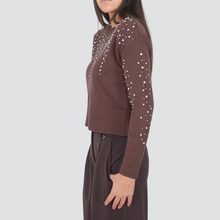 Carica l&#39;immagine nel visualizzatore di Gallery, Haveone maglia girocollo con strass 50% viscosa Art MNC-P051

