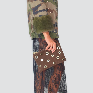 Susy mix pochette con borchie vera pelle con tracolla Art HUGIS