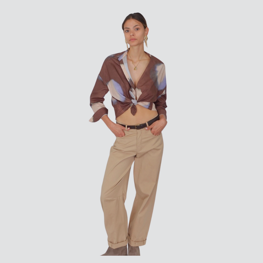 Vicolo pantalone barrel tela leggera 97% cotone Art TD2111