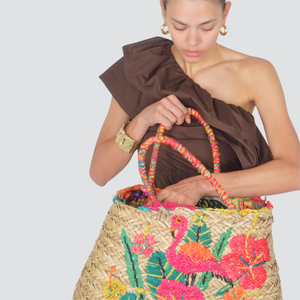 Susy mix shopper paglia ricami con tracolla Art B02414