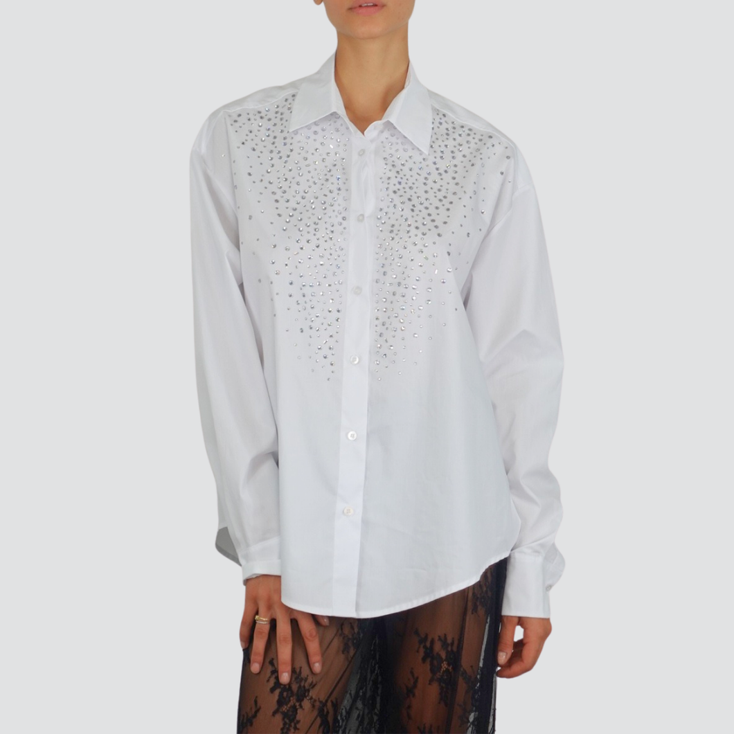 Vicolo camicia over strass 100% cotone Art RF0136