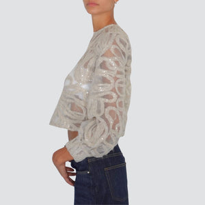 Tensione in blusa ricamo lana e paillettes Art W25C244
