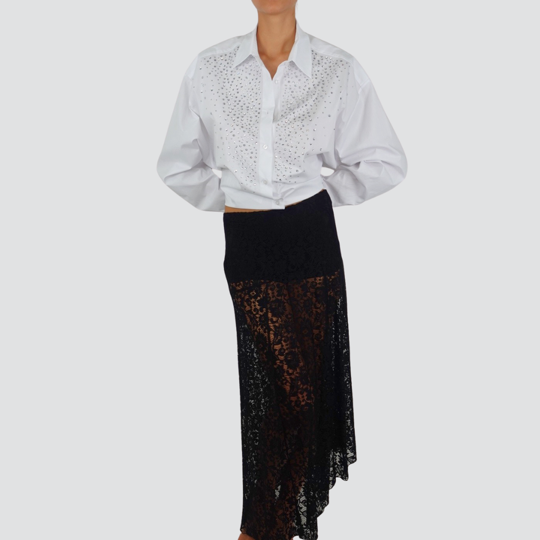 Vicolo gonna pizzo con short trasparenza 70% viscosa Art TF0138