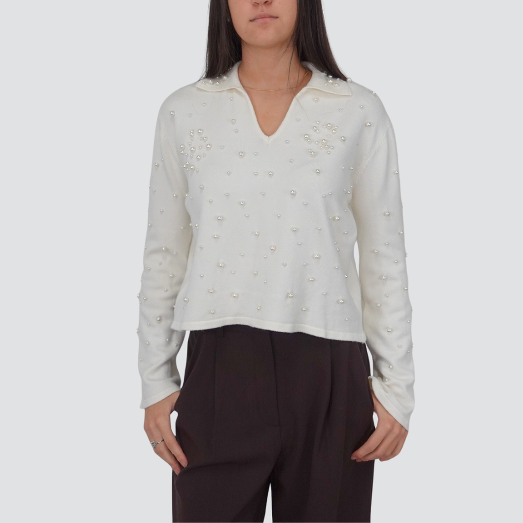 Haveone polo con perle 50% viscosa Art MNC-P054