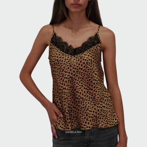 Haveone top maculato con pizzo 100% viscosa Art RFL-M028