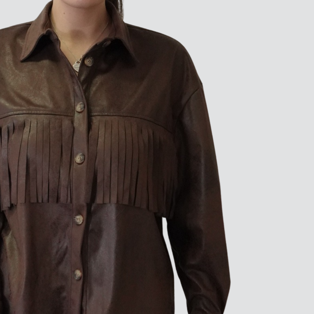 Vicolo camicia over dainetto con frangia Art TD1225