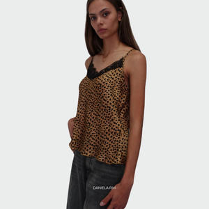 Haveone top maculato con pizzo 100% viscosa Art RFL-M028