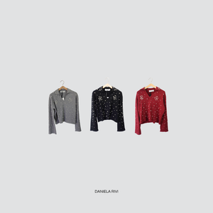 Haveone polo con perle 50% viscosa Art MNC-P054