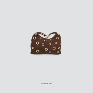 Susy mix borsa mezza luna con borchie vera pelle con tracolla Art HUGINA