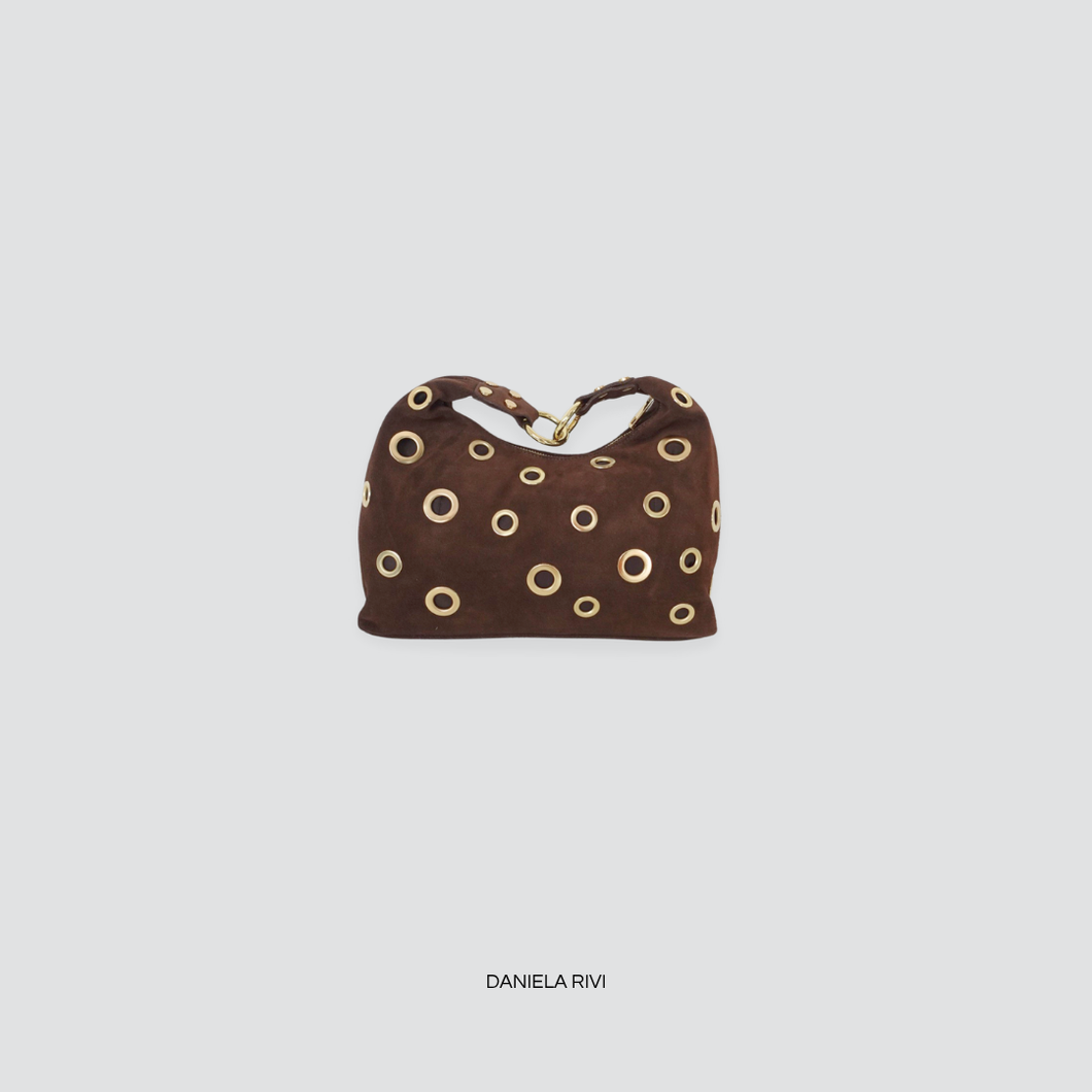 Susy mix borsa mezza luna con borchie vera pelle con tracolla Art HUGINA
