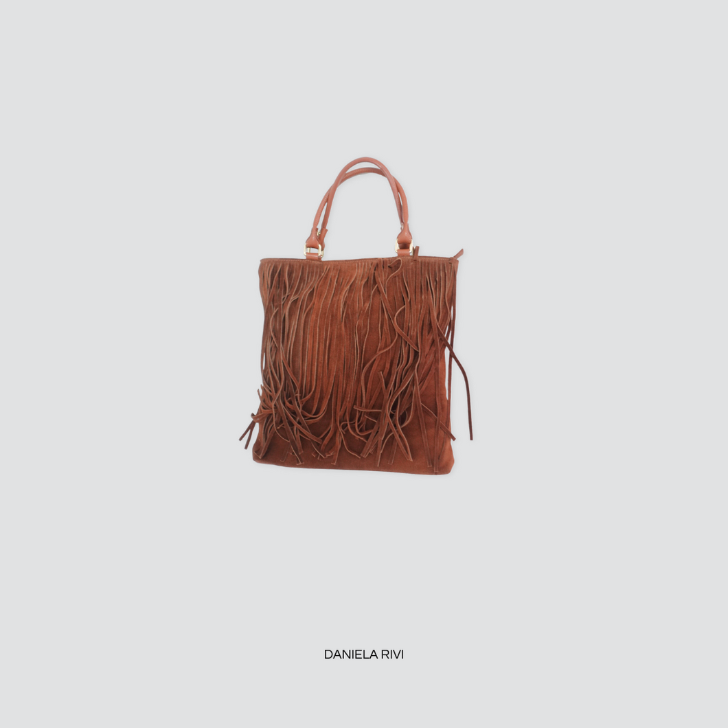 Susy mix shopper con frange con tracolla vera pelle Art JUNGLEFRA
